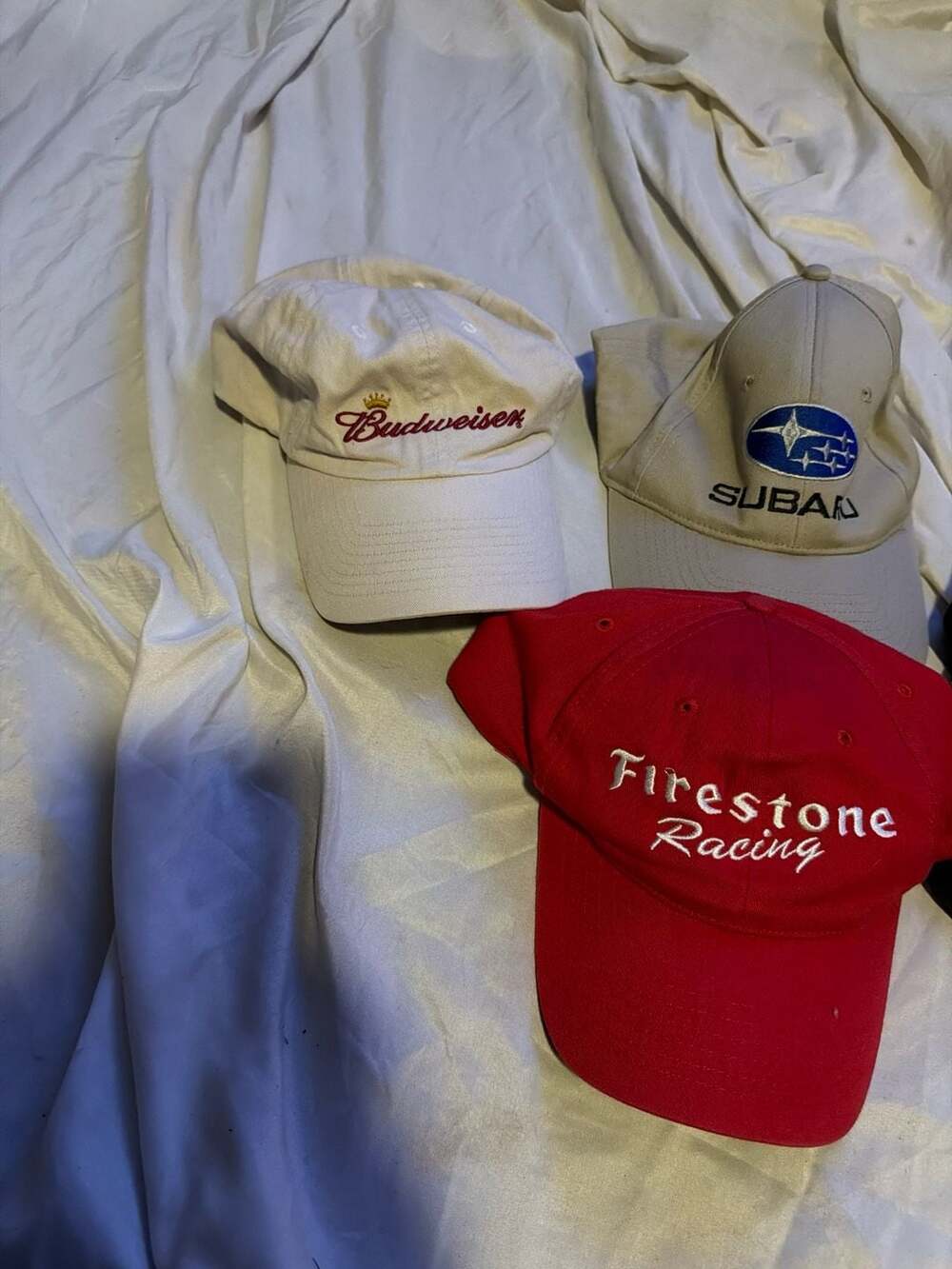 Vintage Budweiser Script Logo Embroidered White Dad Hat